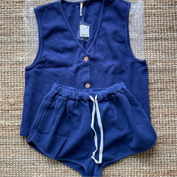 NEW Free People So Fresh Vest Set In Navy Blue - Picture 9 of 14
